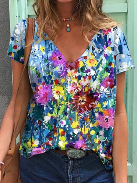 

Patchwork Maniche Corte Camicie & Top, Multicolore, T-Shirts