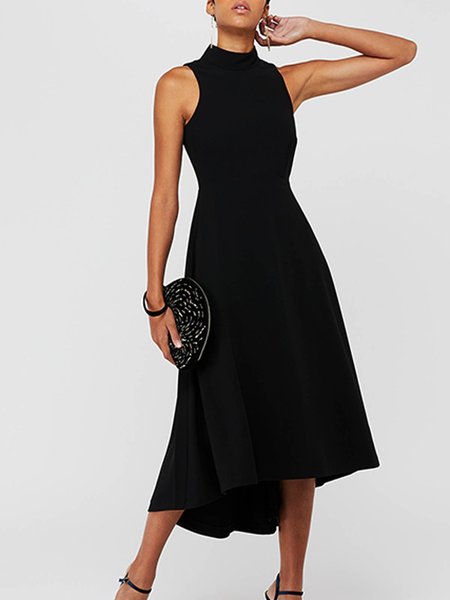 

Casual Sleeveless Round Neck Plus Size Dress, Black, Auto-Clearance