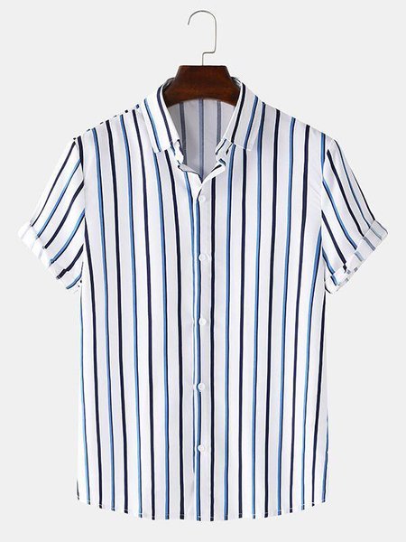 

Men's Striped Shirt Collar Shirts, Blue, Men's Floral shirt