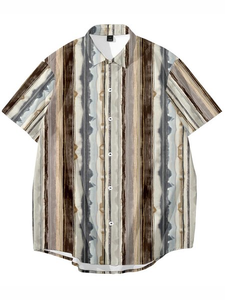 

Square Neck Stripes Cotton-Blend Shirts & Tops, Color4, Men's Floral shirt