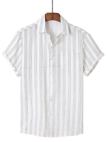 

Men's Printed Vintage Striped Shirts, White, Men's Floral shirt