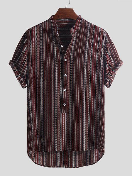 

Men's Vintage Striped Shirts, Red, Men's Floral shirt