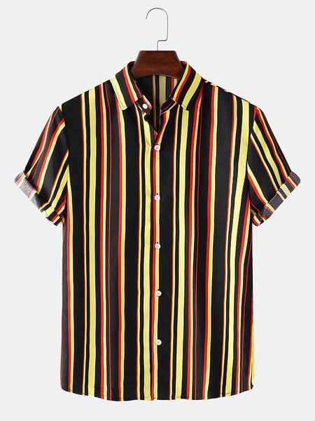 

Men's Casual Polyester Fibre Shirts, Black, Men's Floral shirt