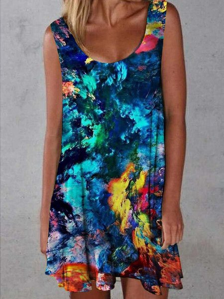 

Featured tie-dye dress, Blue, Casual Dresses