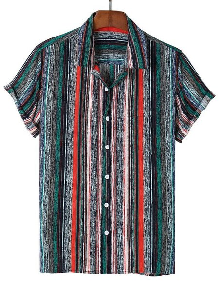 

Men's Casual Cotton Shirt Collar Shirts, Green, Men's Floral shirt