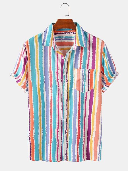 

Men's Striped Vintage Printed Shirts, Pink, Men's Floral shirt