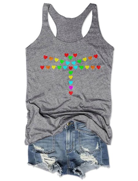 

Dragonfly print Tank Top, Gray, Tank Tops