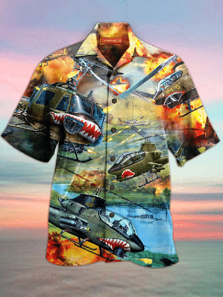 

Printed Casual Plane Shirts, As picture, Men's Floral shirt