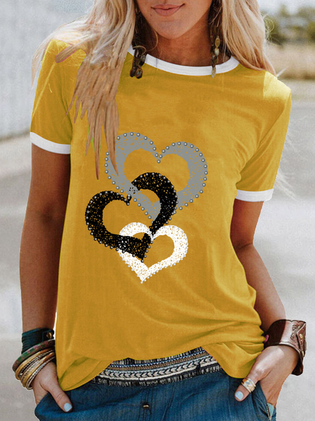 

Girocollo Vacanza Maniche Corte Top, Giallo, T-Shirts