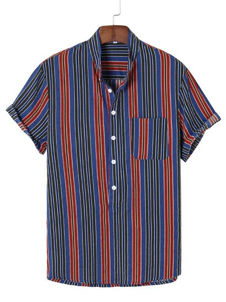 

Men's Striped Casual Printed Shirts, Blue, Men's Floral shirt