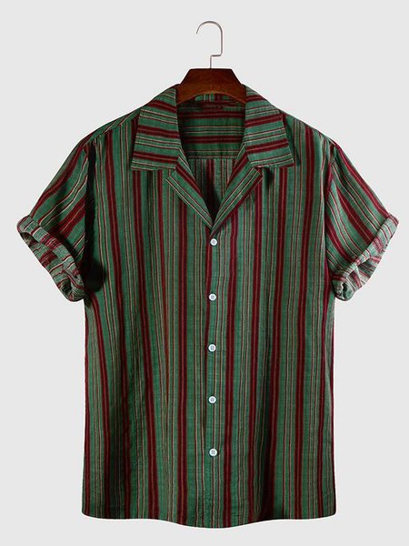 

Men's Cotton Printed Striped Shirts, Green, Men's Floral shirt