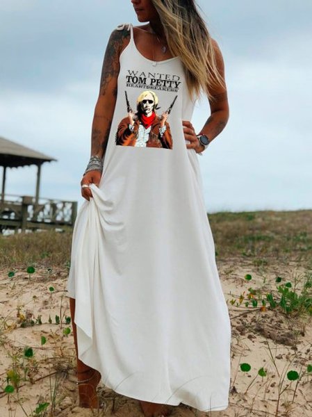 

Cotton-Blend Dresses, White, Maxi Dress