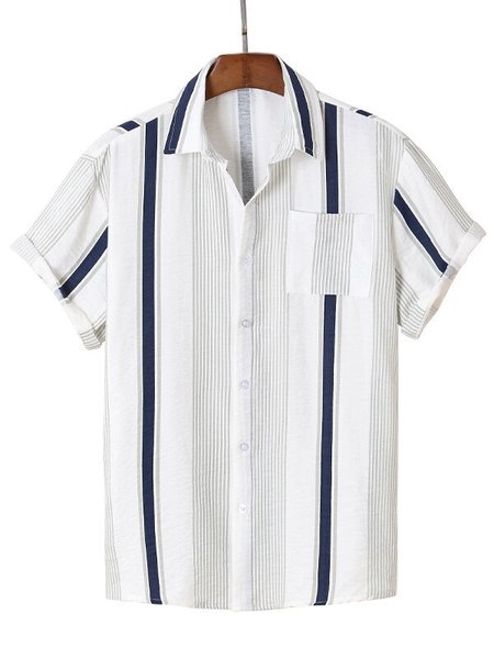 

Men's Striped Basic Shirts, Blue, Men's Floral shirt