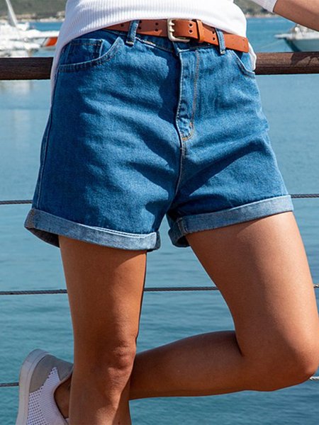

Denim High-Rise Shorts, Blue, Denim Shorts
