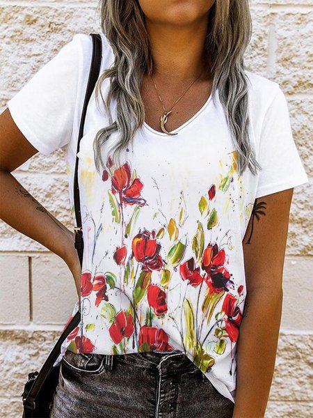 

Short Sleeve Casual T-shirt, White, T-Shirts