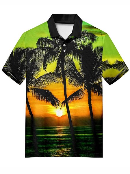 

Square Neck Casual Cotton-Blend Shirts & Tops, Color1, Men's Floral shirt