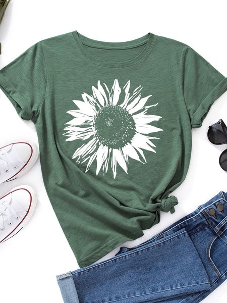 

White Flower Women's T-Shirt, Army green, T-shirts