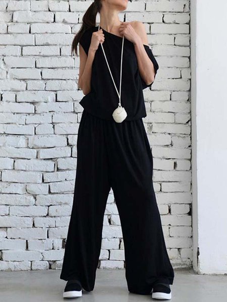 

Casuale Solido Pezzi interi, Nero, Jumpsuits