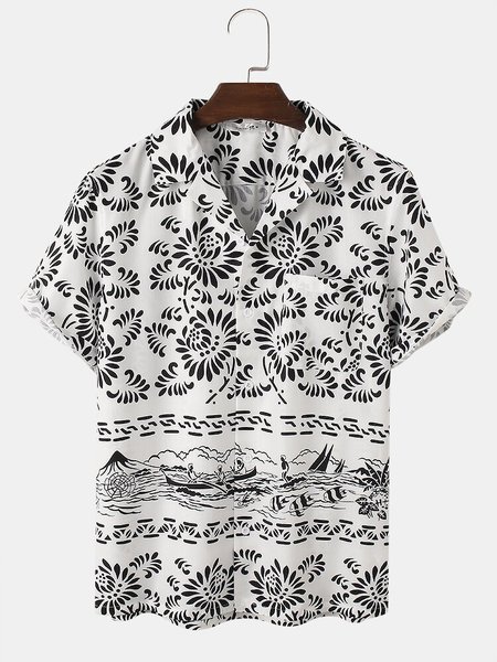 

Holiday Tribal Shirts & Tops, White, Men's Floral shirt