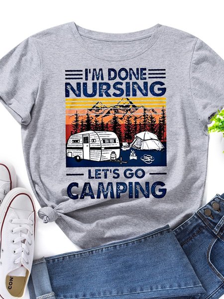 

Let'S Go Camping Women's T-Shirt, Grey, T-shirts