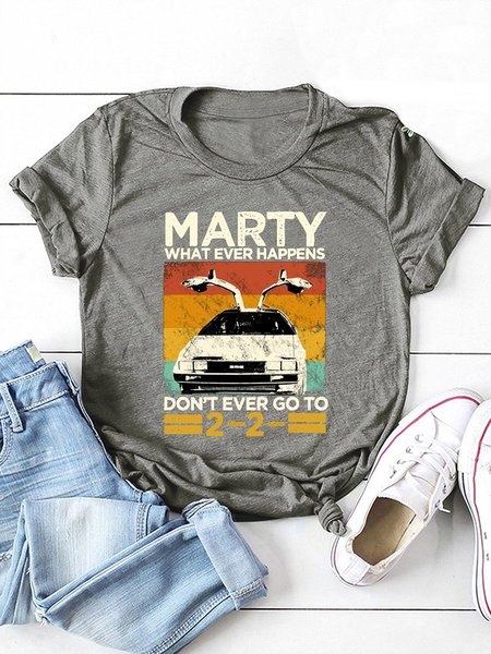 

Marty What Ever Happens Shift Short Sleeve Crew Neck Woman Tee, Army green, T-shirts