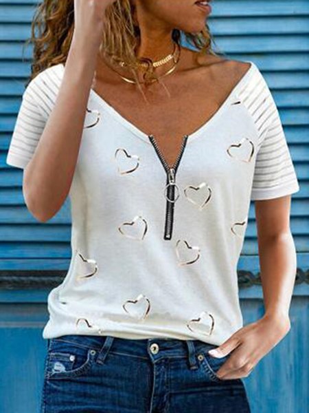 

Casual Short Sleeve T-shirt, White, T-Shirts