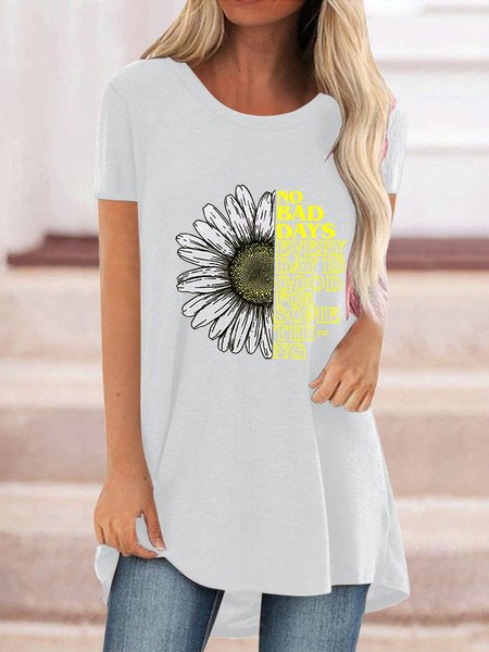 

Casual Crew Neck Cotton-Blend Short Sleeve Shirts & Tops, White, Tees & T-shirts