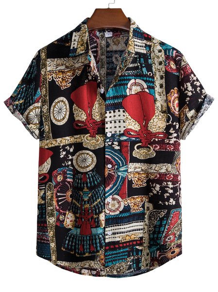 

Leaves Printed Casual Shirts & Tops, As picture, Shirts