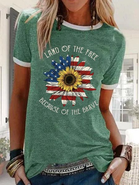 

Casuale Maniche Corte Girocollo Tribale Top, Verde, T-Shirts