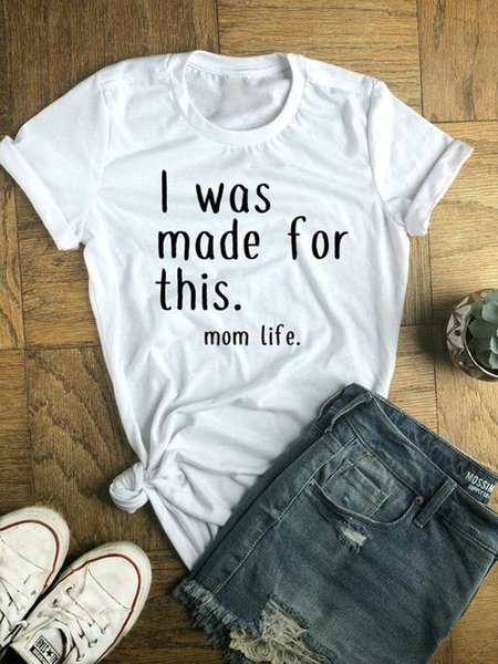 

Crew Neck Casual Short Sleeve T-shirt, White, Tees & T-shirts