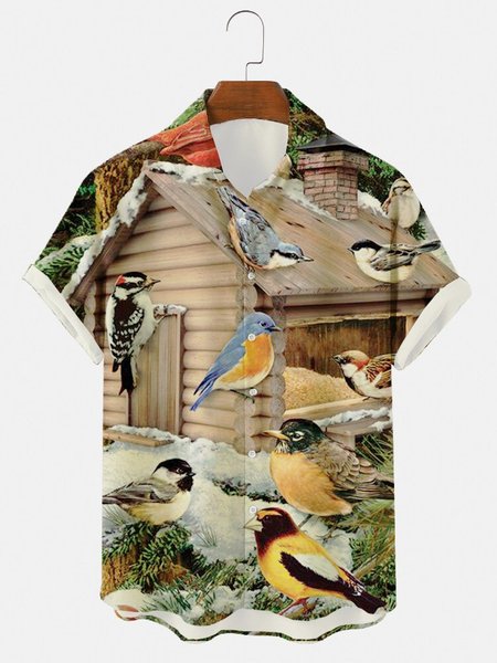 

Men's Animal Shirt Collar Printed Shirts, Green, Men's Floral shirt