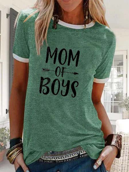 

Casuale Lettera Girocollo Stampato Camicie & Top, Verde, T-Shirts