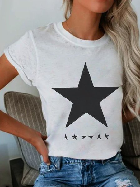 

David Bowie Black star Vintage Crew Neck Woman Tee, White, T-shirts
