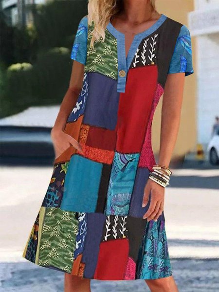 

Stampare Abito, Multicolore, Midi Dresses