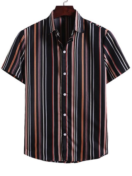 

Vintage Stripes Printed Shirts & Tops, Black, Men's Floral shirt