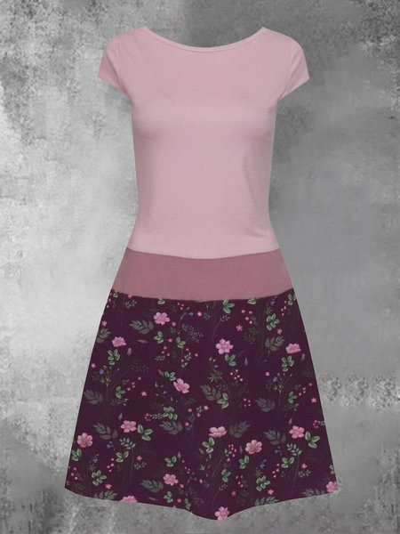 

A-Line Cotton-Blend Floral Sweet Dresses, Pink, Dresses