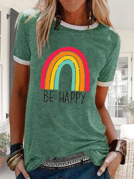 

Lettera Girocollo Maniche Corte Top Misto Cotone, Verde, T-Shirts