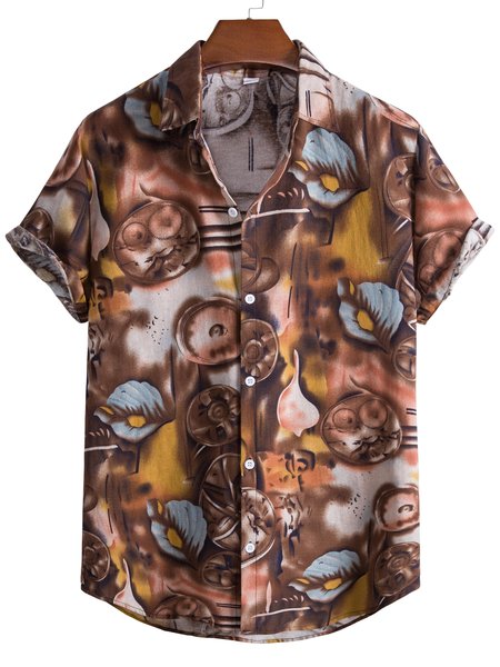 

Cotton Casual Leaves Shirts & Tops, Brown, Shirts