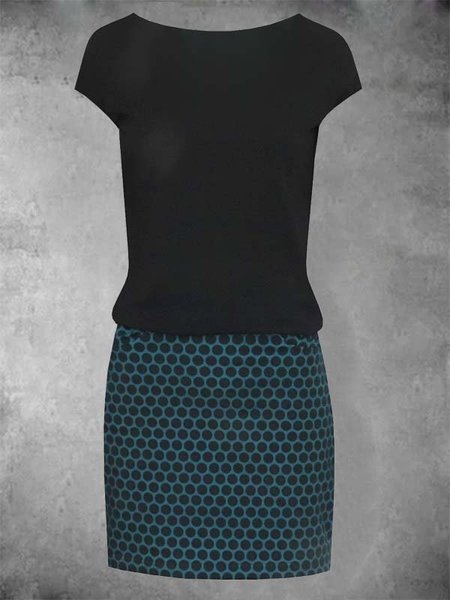 

Girocollo a pois Maniche Corte Gonna Casuale, Blu, Dresses