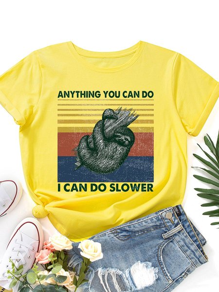 

Anything You Can Do I Can Do Slower Sloth Graphic Tee, Yellow, T-shirts