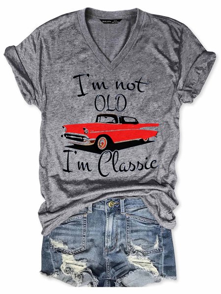 I'm Not Old I'm A Classic V-neck T-shirt, Gray, T-shirts