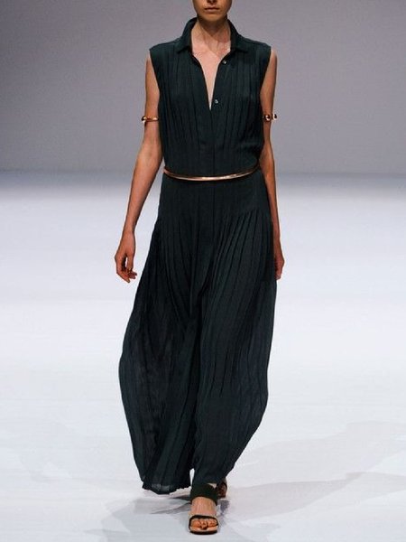 

Abito Scollo a V Vintage Senza Maniche, Nero, Maxi Dresses