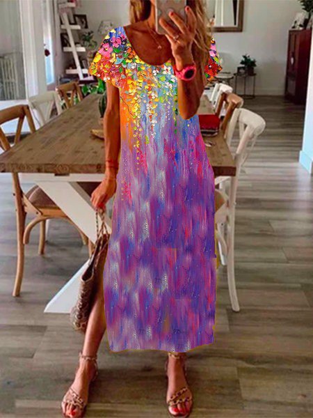 

Floral-Print Ombre/tie-Dye Cotton Vintage Dresses, Color, Maxi Dresses