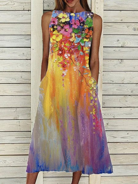 

Bohemian Senza Maniche Abito, Giallo, Dresses
