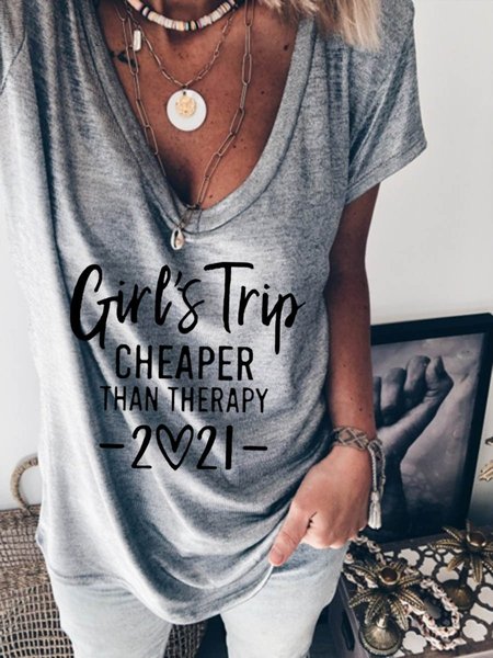 Girl's Trip Cheaper Than Therapy Women's T-Shirt, Grey, T-Shirts