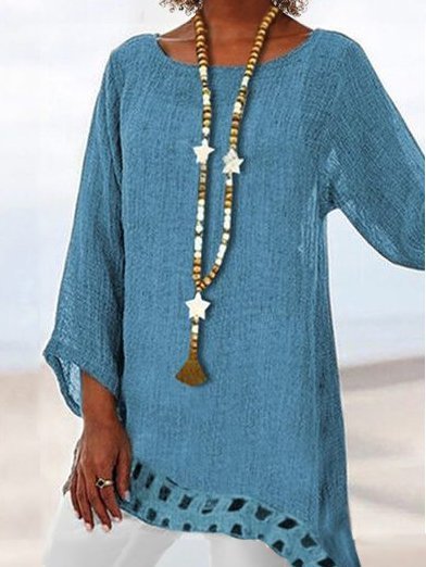 Scollo a Barchetta Casuale Camicie & Top, Blu, Tops