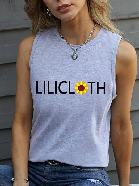 

Lilicloth Crew Neck Sleeveless Casual Shift Woman Vests, Gray, T-shirts