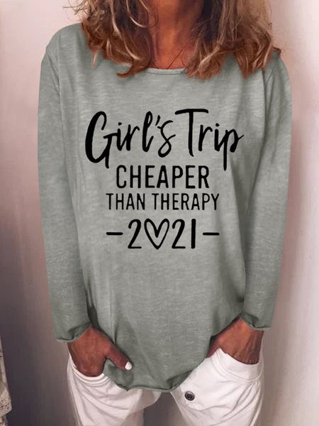 

Girl's Trip Cheaper Than Therapy Women's Long Sleeve Shirt, Grey, T-shirts