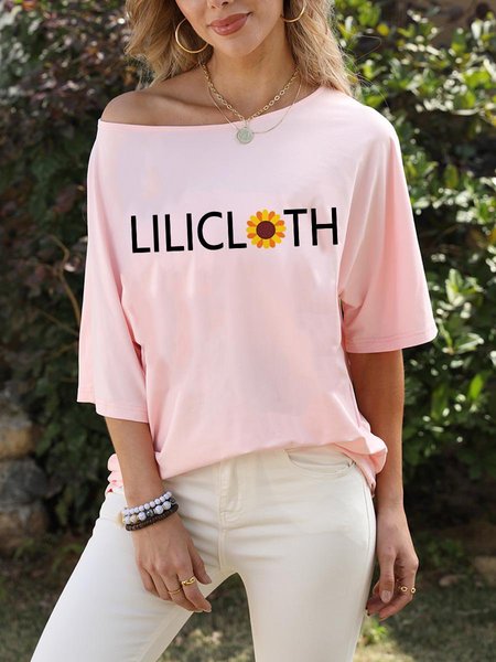 

Lilicloth Shift Casual Woman Tee, Pink, T-shirts