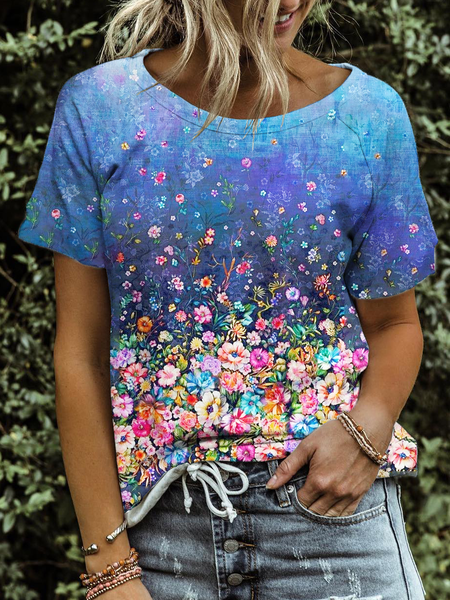 

Maniche Corte Dolce Top, Blu, Blouses & Shirts